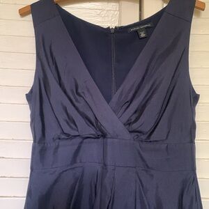 BR Navy Blue Silk V-Neck Cocktail Dress